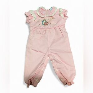 Vintage Peter CottonTail One Piece Pink 3-6 Months Jumper Tie Zipper Snap Girl